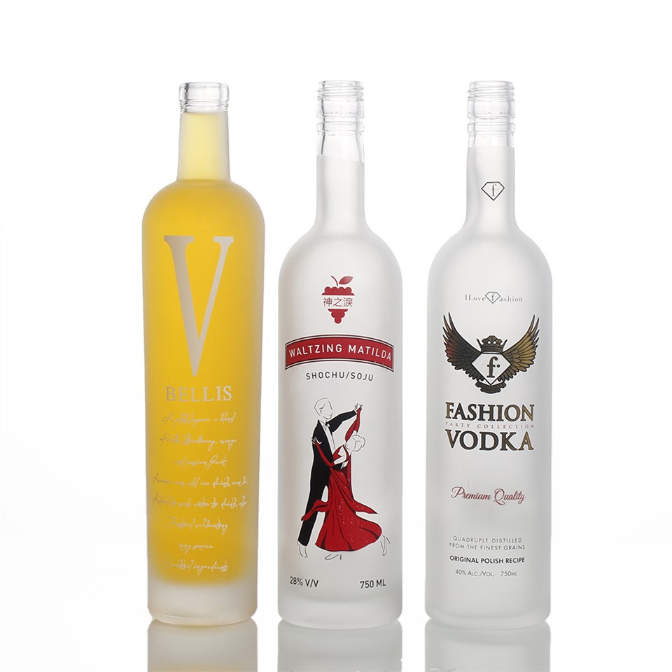 750ml Frosted Tequila Glass Bottle